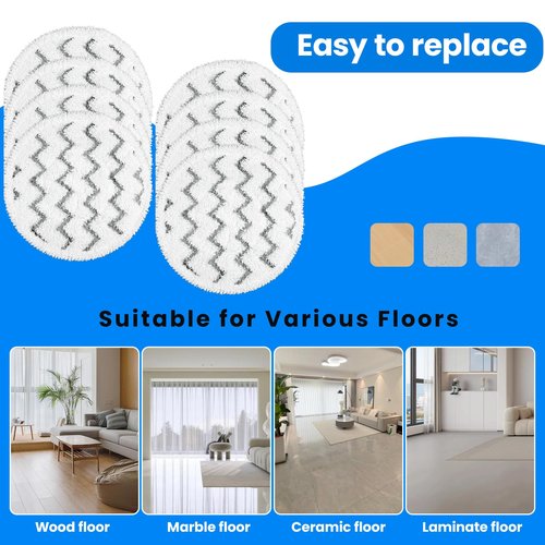 Gabrella 6 Pack 3897A Rotating Steam Mop Pads Replacement Compatible with SmartSteam Bissell SpinWave Scrubbing Steam Mop 3897A 3712C 3712W, Reusable Wave Pattern Pads