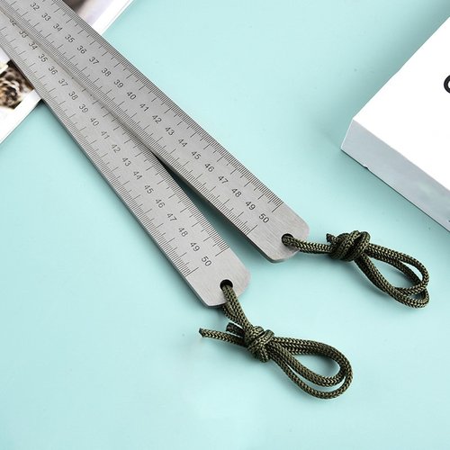Heavy Duty Ruler Self Defense, Stainless Steel 20 Inch Metal Rulers, Self Defense Ruler Hand Centimeter Inch Dual Scale Measuring Tool with Holster for Easy Measurements (2PCS)