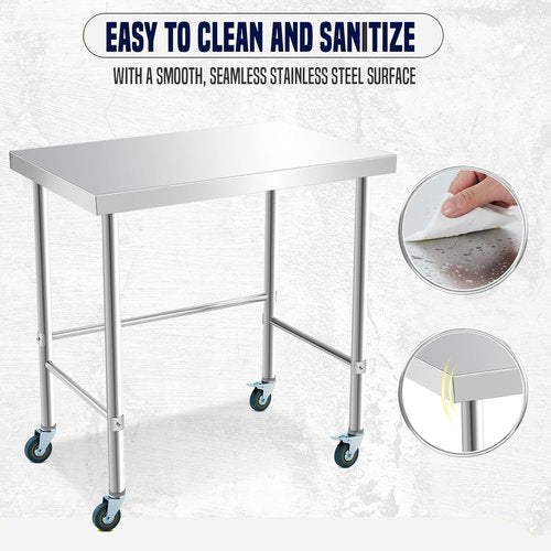 Stainless Steel Work Table 48x24 Inch, Commercial Kitchen Prep Table Metal Table for Restaurant and Home