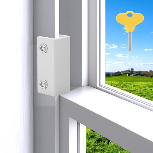 2 PCS Sliding Window Locks, Security Window Locks with Keys for up and Down and Horizontal Windows, Adjustable Window-Locks Security Windows Stoppers Easy Installation Without Drilling, Silver