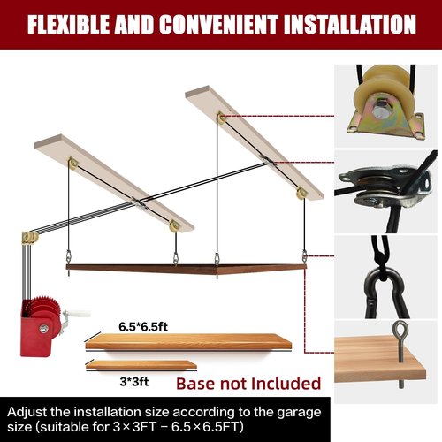 fuyoaea Overhead Garage Storage Rack - Heavy-duty Lifting Garage Ceiling Storage Rack,Adjustable Organization System, 300lbs Weight, Easy Installation & Operation (Load capacity 300LB)