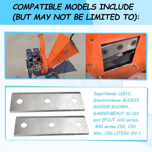 4-GUO054 Wood Chipper Blades 12-710-1054 Screws Compatible with Greatcircleusa, C30 Lite&3-in-1 Wood Chippers Shredders Most Brands