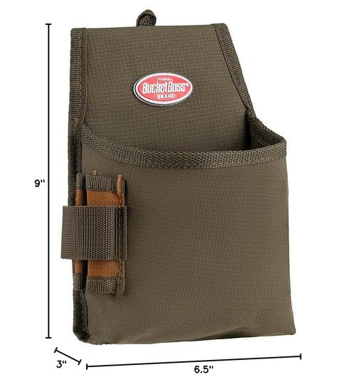 Bucket Boss Fastener Tool Pouch with FlapFit in Brown, 54160, Green