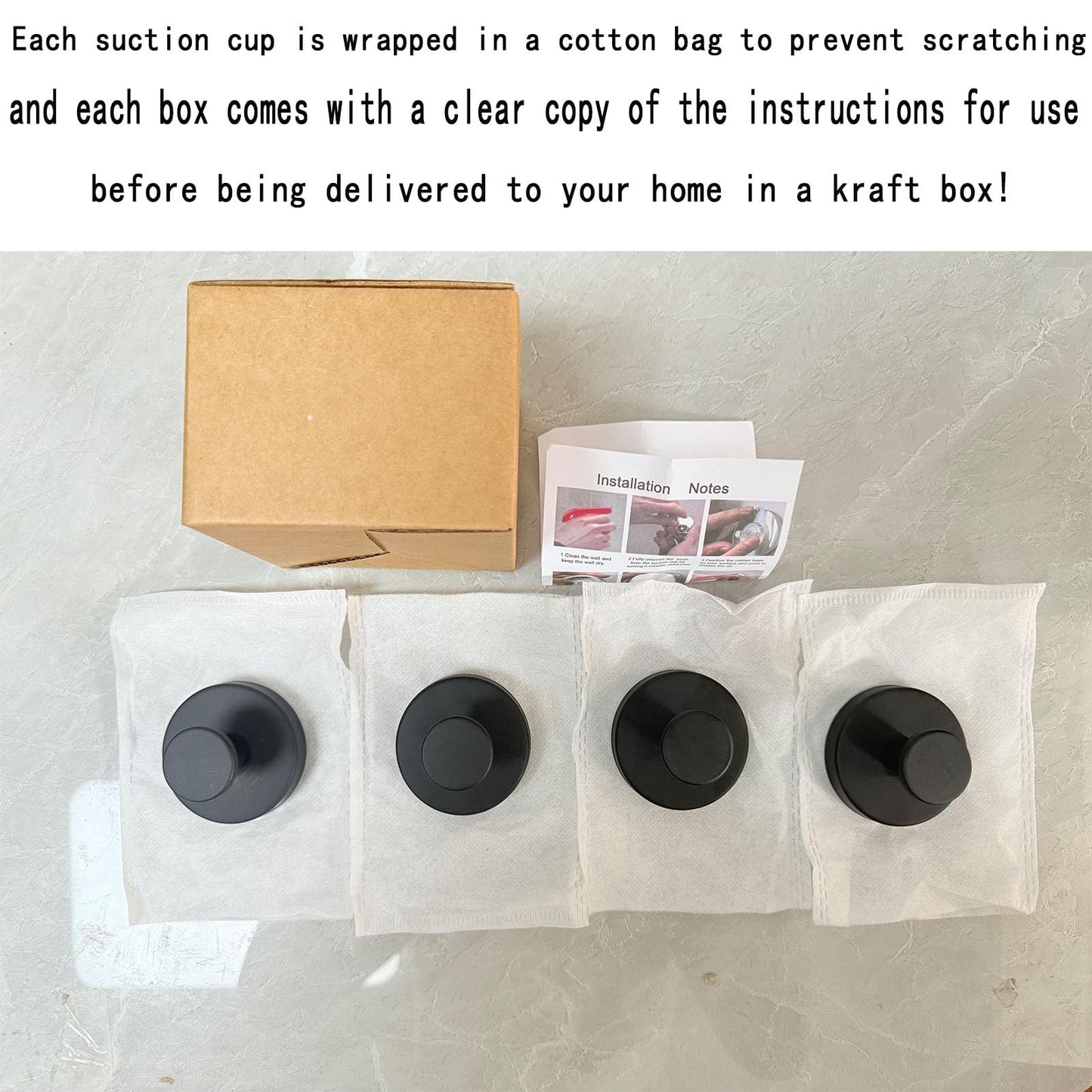 BBLING Suction Cup Hooks, Heavy Duty Damage-Free Towel Hooks for Bathroom, Kitchen, Shower, Glass, Mirrors, Tiles (Black, 4pcs)