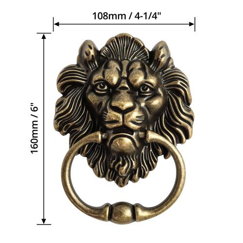 QWORK Antique Lion Head Bronze Door Knocker - Classic Vintage Design