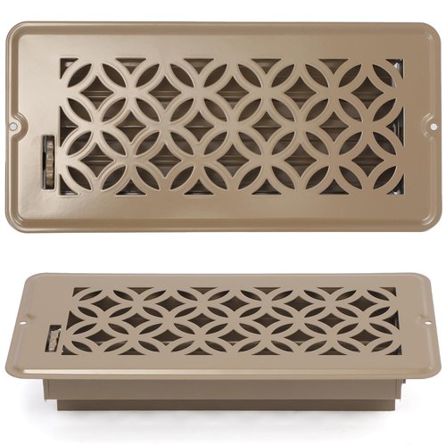 MMFSF 2 Pack Floor Vent Covers, 4x10 Adjustable Heat Air Vent Deflector, 2-in-1 Floor Register, Vent Covers for Home Floor, Office, Ceiling, Heavy Duty Walkable Metal Floor Vents (Brown)