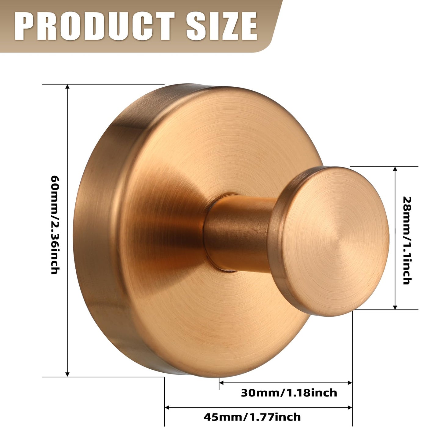 Fenas Suction Cup Hooks for Shower No-Drill Bathroom Hooks for Towels, Robes, Loofah Mountable on Bathroom Walls, Kitchen, Glass, Mirrors, Tile and Smooth,Non-Porous Surfaces (2, Champagne Bronze)