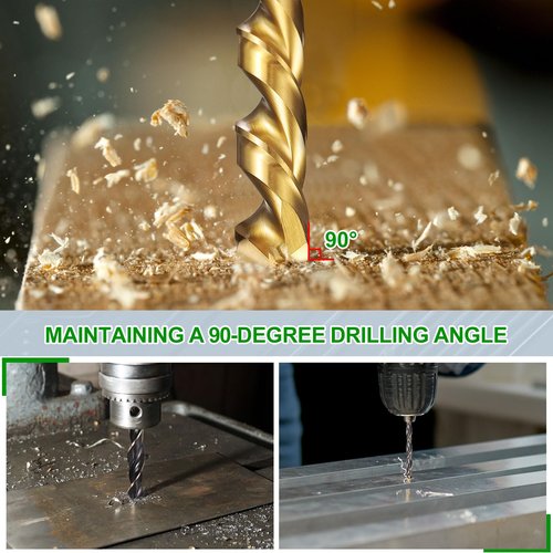 METALLIXITY Drill Bit (1/8") 20Pcs, 4241 High-Speed Steel Straight Shank Titanium Nitride (TiN) Coated 118° for Wood Plastic Iron Copper Aluminum Low Soft Metal