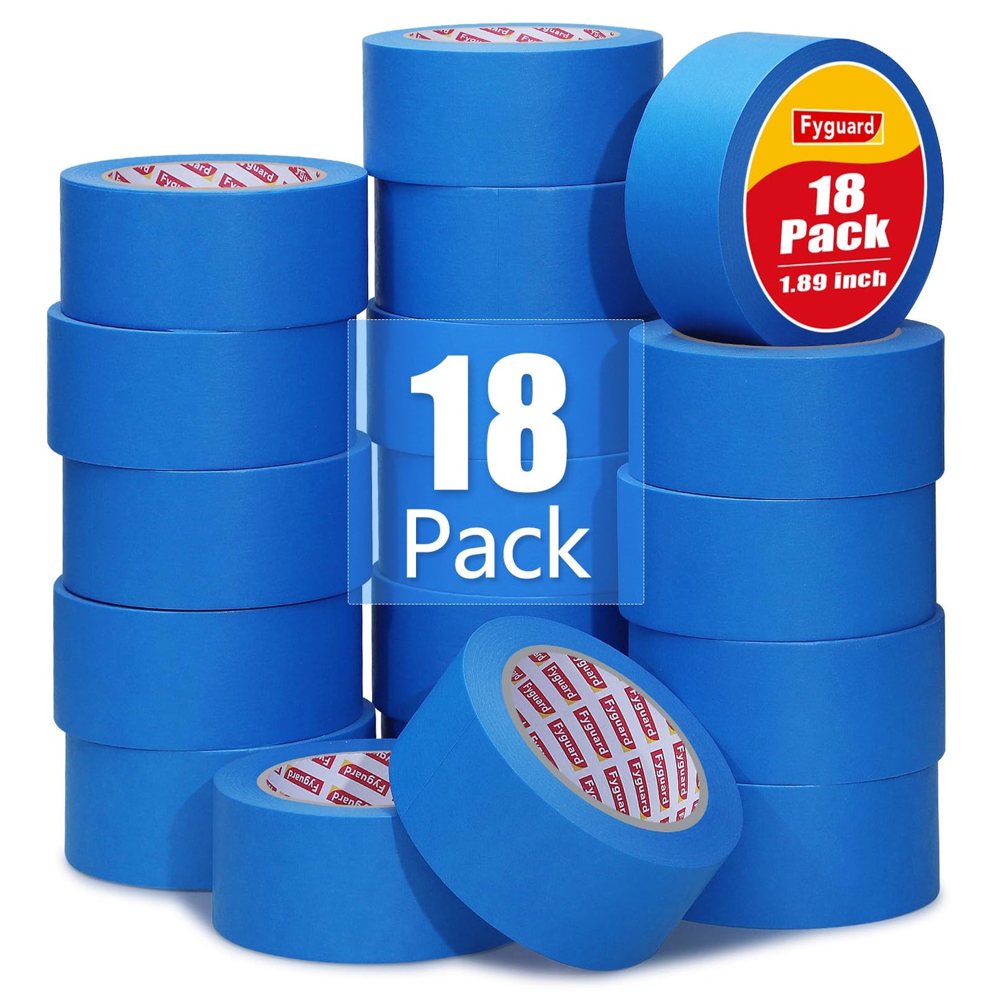 Fyguard 18 Rolls Painters Tape 2 Inches Wide Blue Painters Tape 18 Roll x 1.89 Inch x 55 Yards Blue Masking Tape for Home Decoration DIY Furniture
