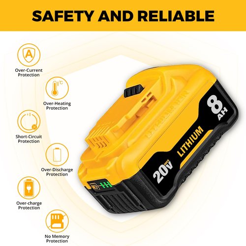 2Pack Upgraded 8.0Ah 20Volt Max Replacement for DEWALT 20V Max Battery and Charger Combo DCB200 with 12V/20V DCB112 Station Kit Compatible with Dewalt 20Volt X*R Battery