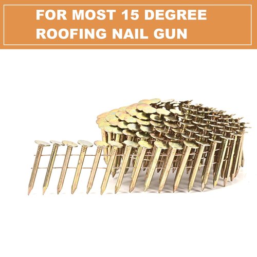BHTOP 3600 Count Coil Roofing Nails 3/4-Inch x .120-Inch for Roofing Nail Gun, 15 Degree Round Head Wire Weld Collated Roofing Nail, Smooth Shank Electro Galvanized Air Nails for Roofs