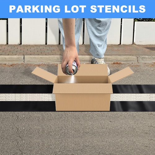 92x4 inch Parking Lot Line Stencil, Black Silicone Foldable Reusable Template,Parking Lot Line Stencil for Painting Parking Lot & Pavement Lines,Marking Stencils for Asphalt Concrete Pavement