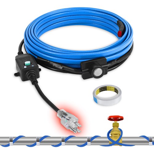PROEZE 40ft Heat Tape for Water Pipes with Thermostat, for Pipe Freeze Protection, Self-Regulating Heating Cable, Keeps Water Flowing at -40°F, 120V,5W/ft,Pipe Heater for Home,Roof,Outdoor