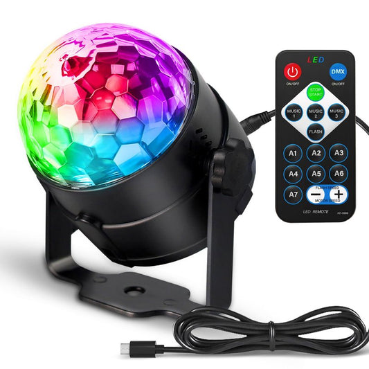 Disco Ball DJ Party Lights Sound Activated with Remote Control Strobe Lamp 7 Modes Stage Light for Home Room Dance Parties Karaoke Halloween Christmas Birthday Decorations,1pack