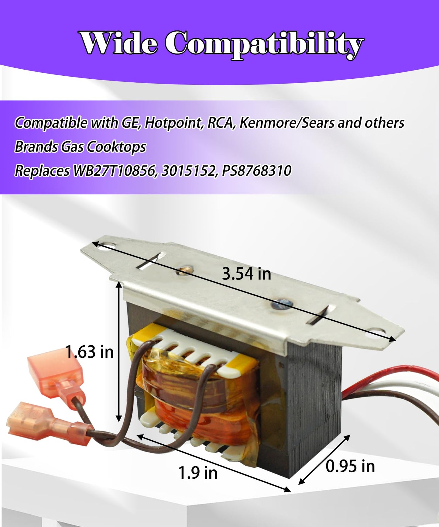 WB27X21609 Cooktop Control Transformer Compatible with GE, Hotpoint, RCA, Kenmore/Sears and others Gas Cooktops,Replaces WB27T10856, 3015152, PS8768310