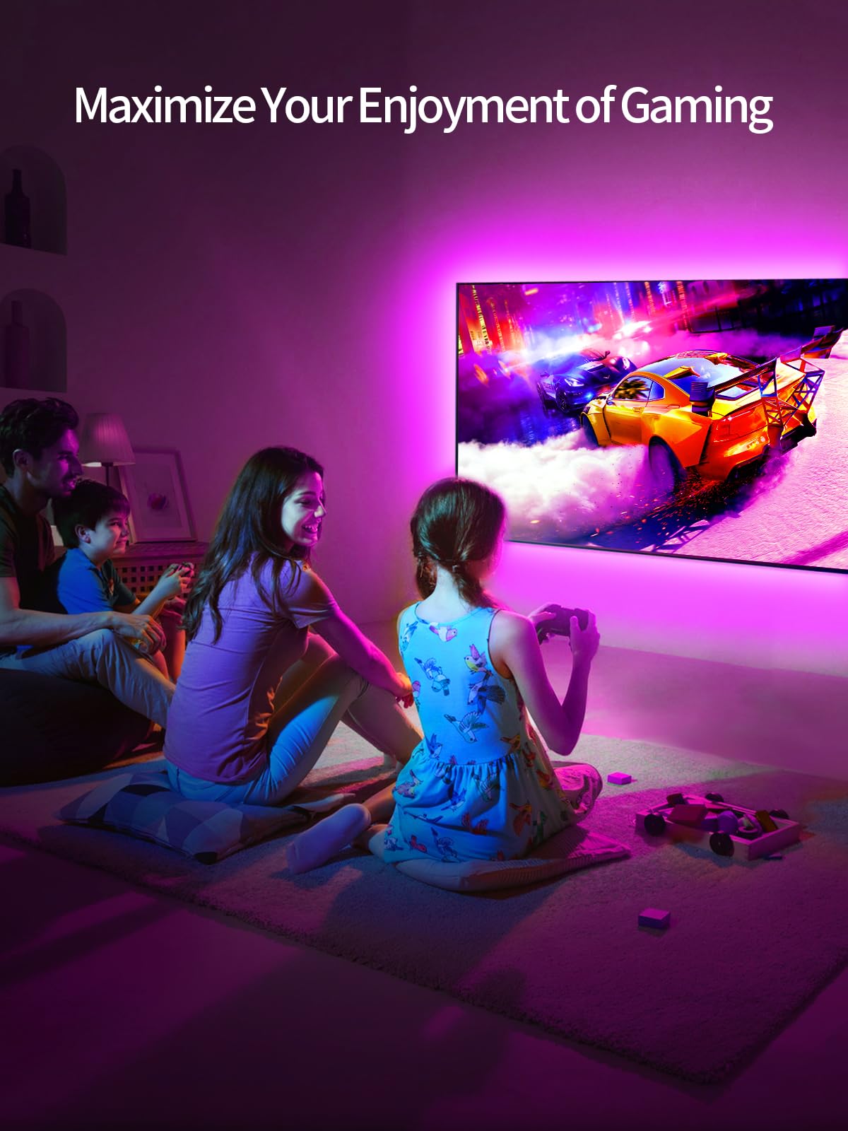 KANTUTOE TV LED Lights, 11.5ft LED Lights for 32-55 Inch TV, RGB TV Backlight Behind with Remote, Music Sync Bluetooth APP Control Strip Lights USB Powered for Bedroom, PC, Gaming Monitor
