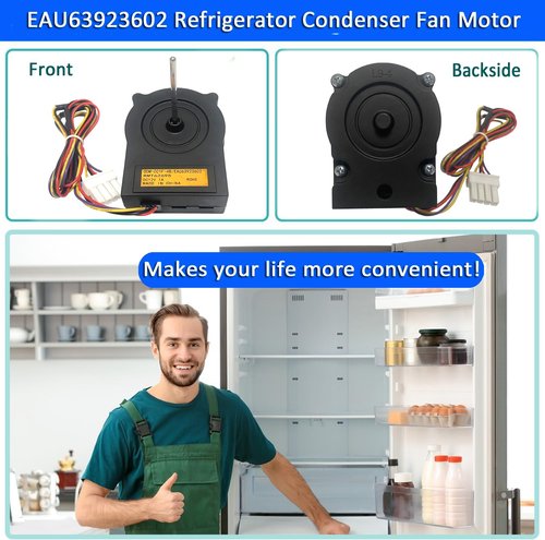 EAU63923602 Refrigerator Condenser Fan Motor Replacement for LG ODM-001F-4B Freezer Evapoartor Fan Motor Assembly DC 12V Fridge Cooling Radiator Freezer Parts