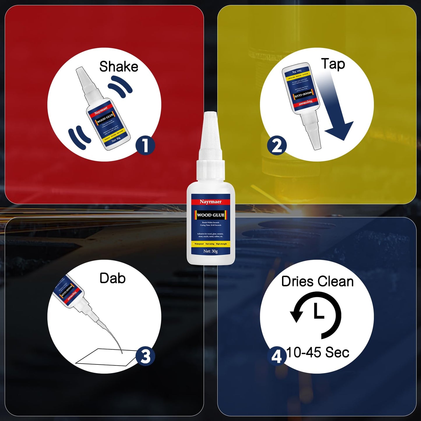 Nayrmaer Wood Glue, 30g Super Glue for Wood, CA Glue for Wood Working, Fast Drying Wood Glue for Wood, Furniture, Balsa and Crafts (WGN1-30g)