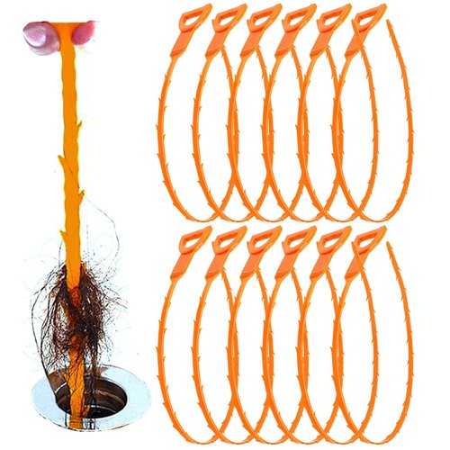 Huryfox Drain Clog Remover Tool- 6 Pack 20 Inch Length Drain Cleaner Sticks for Sink, Pipe and Tub - Plumbing unclogger Tool for Clogged Drains in Shower, Hair Catcher for bathroom, kitchen, Bathtub