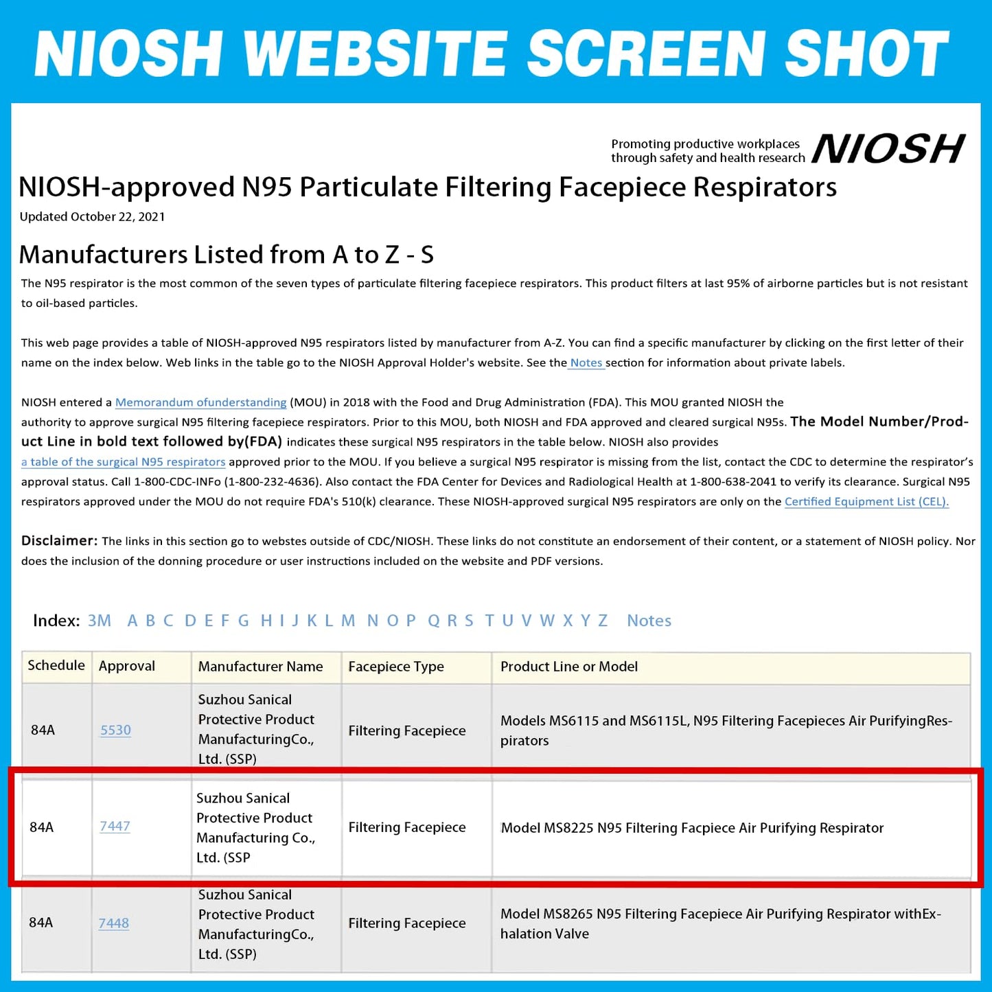 NIOSH Approved N95 Mask Particulate Respirators, Pack of 20 N95 Face Masks, Individually Wrapped, Universal Fit