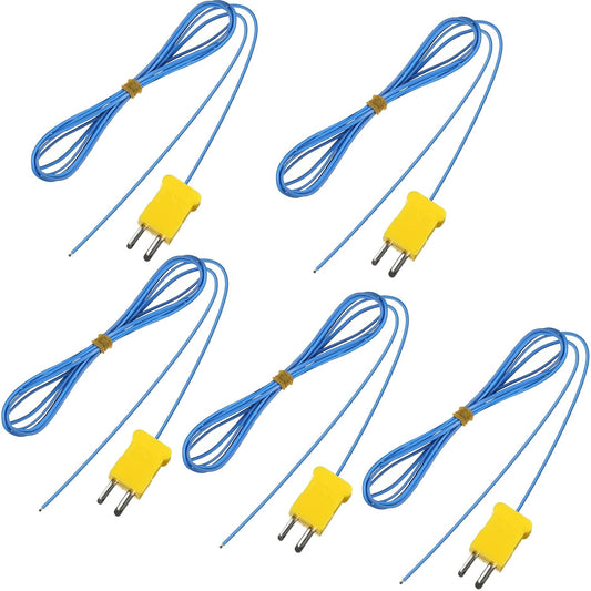 2 Meter K-Type Temperature Sensor Mini-Connector Probe Sensor Temperature Sensors Measure Range -40 to 400 Degrees Celsius (-104 to 752 Degrees Fahrenheit) for Thermocouple Sensors(10 Pieces)