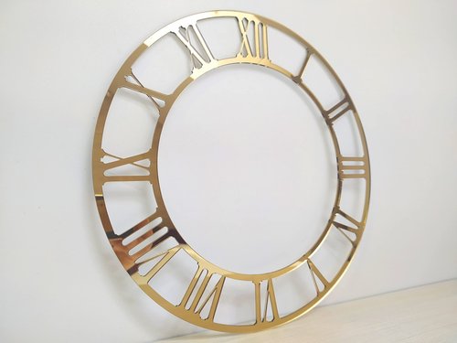7.87 Inch (20cm) Gold Classic Clock Face with Clock Hands for Resin, Crafts, DIY, Round Mirror Acrylic Dial Plate with Roman Numerals, Resin Accessories