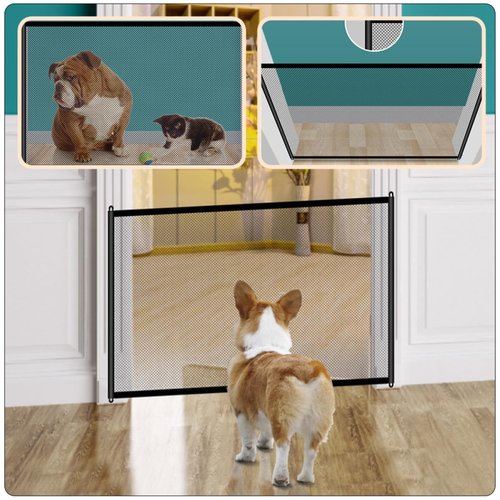 Levemolo Portable Folding Dog Mesh Gate No-Drill PET Isolation Fence Easy Setup Dog Barrier for Indoor Use Sturdy Nylon Adjustable Size PET Safety Gate