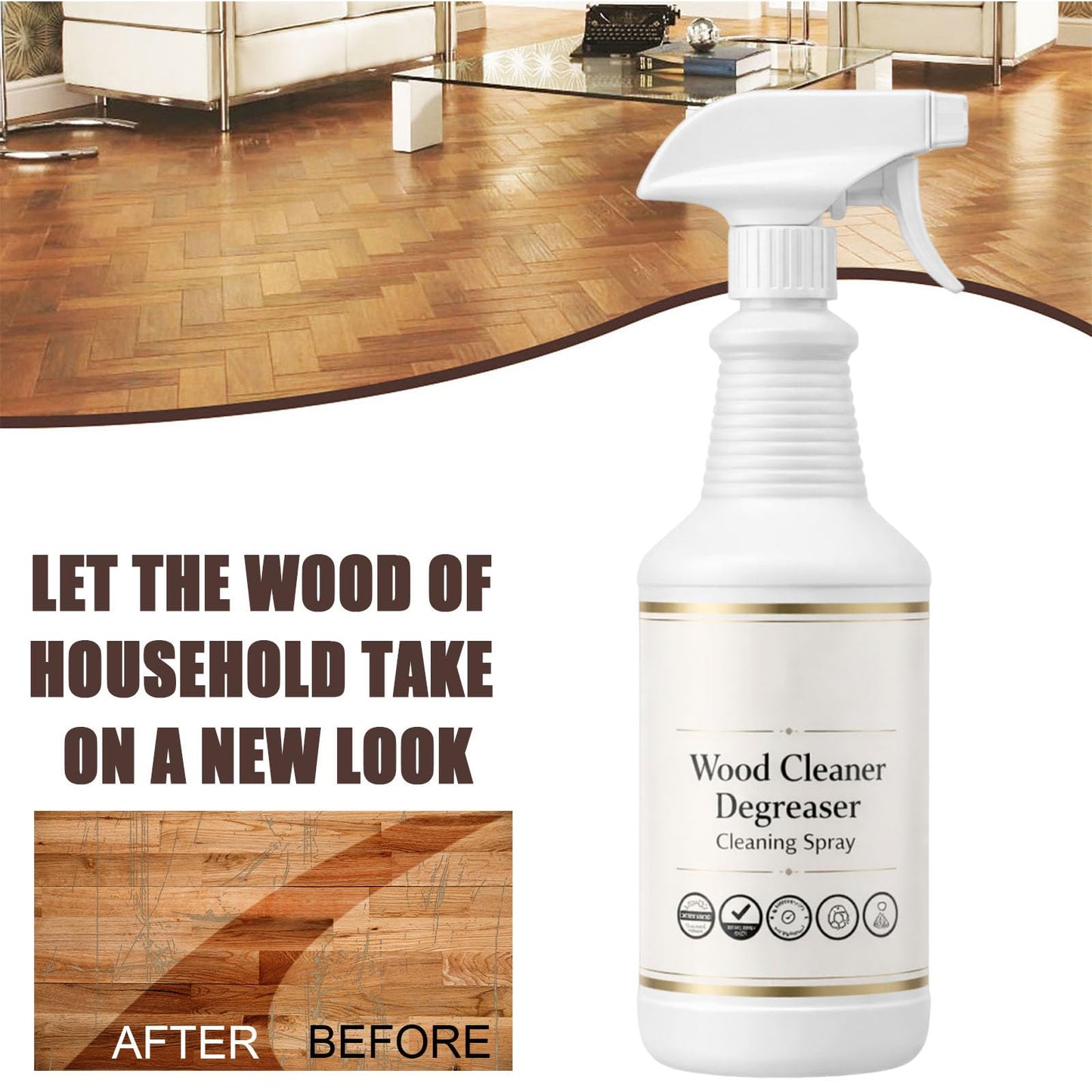 Wood Cleaner,Cabinet Cleaner,500MLKitchen Cabinet Cleaner,Shine, Clean And Protect Spray,For Wood Cabinets, Furniture, Tables, Baseboards, Trim And More (2PC)