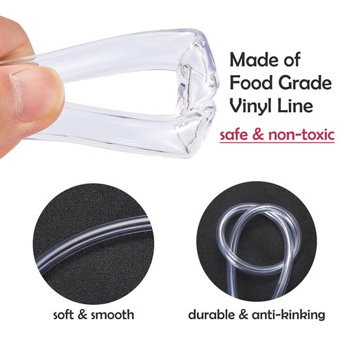 LitKiwi Draft Beer Line with Connectors,Part of Kegerator Kit,5 Feet-Clear Vinyl Tubing Hose 5/16"ID 7/16" with Stainless Steel Barb Fitting,for Beer Tap Tower Keg Homebrewing