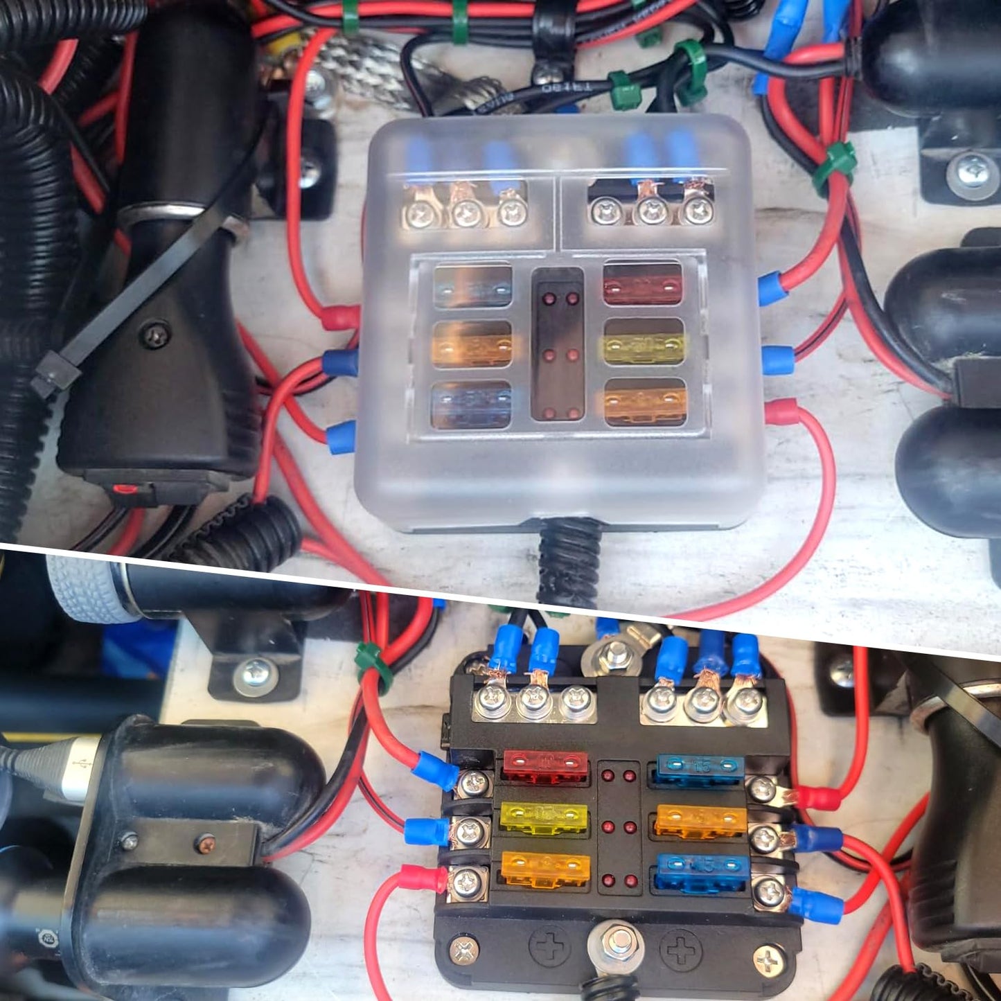 UCkasayfy 6 Way Fuse Block Box 12V/24V DC, ATC/ATO Fuse Panel with LED Indicator for Marine Boat Automotive Motorcycle