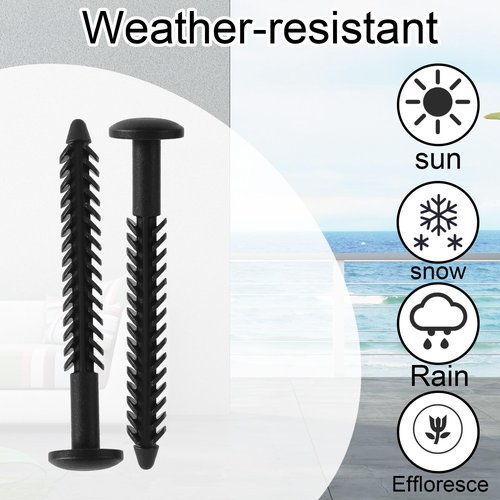 12pcs Vinyl Shutter Fasteners, 3in Plastic Shutter Screws for Windows Reverse Barb Exterior Spike Loks Pin Easy Installation Quick Window Blind Fasteners (Black)