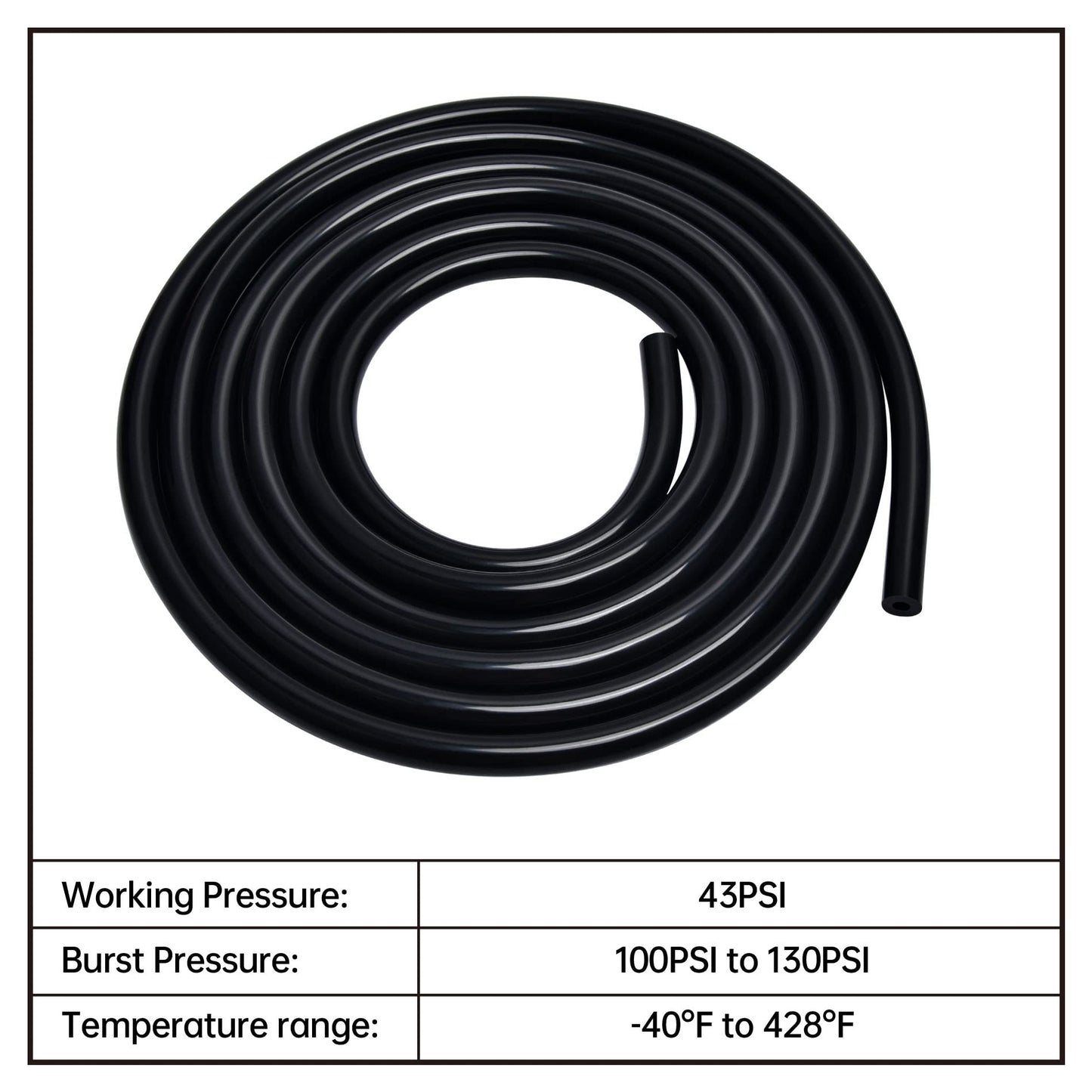 EVIL ENERGY 5/16 Silicone Vacuum Tubing Hose Line 10FT 130PSI Max Pressure Black (8mm ID)