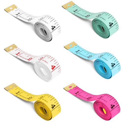 6 Packs Body Tape Measure Body Measuring Tape Weight Loss, Wider Accurate 60 Inch Measuring Tape for Body Measurements Sewing Fabric Cloth Waist Tailor Craft, Multicolor