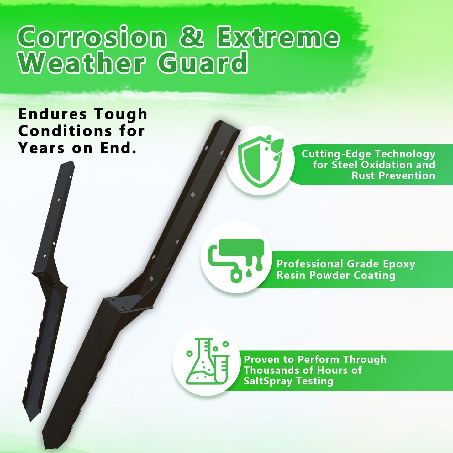 Fence Post Repair Kit 4 Pack Heavy Duty Fence Post Anchor Stakes for Fixed and Repair Tilted Broken Wood Posts Support Thickened Ground Spike Fencing Repair Stakes Black