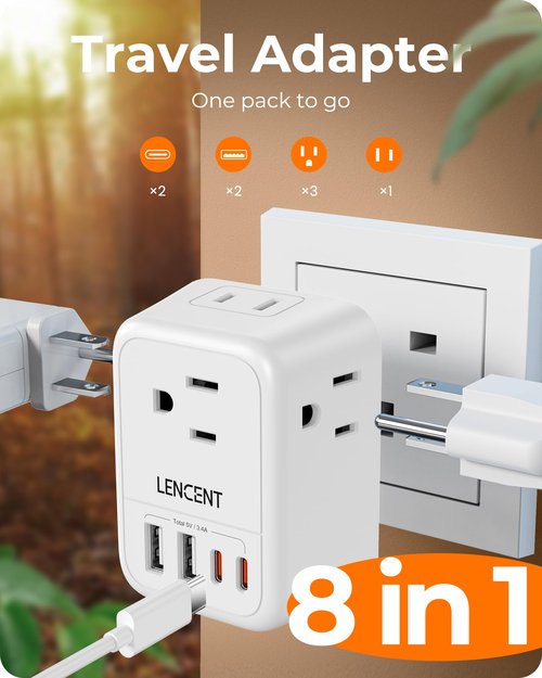 LENCENT Foldable US to UK Ireland Plug Adapter, Type G Travel Outlet Adapter with 4 USB Charger(2 USB C), Power Adaptor for USA to Scotland Dubai Hong Kong England British Kenya London