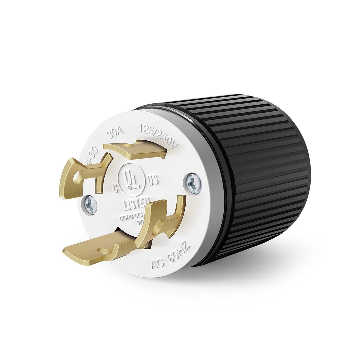 ENERLITES NEMA L14-30P Locking Plug Connector for Generator, Twist Lock Male Plug, 30 Amp, 125/250 Volt ,3 Pole, 4 Wire Grounding, Industrial Grade Heavy Duty, UL Listed, 66470-BK, Black