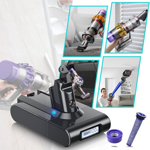 BATTOOL 8000mAh 21.6V Replacement for Dyson V6 Battery VTC4 SV03 SV04 SV06 SV09 967810-23 DC58 DC59 DC61 DC62 DC72 DC74 Compatible with Dyson V6 Animal Absolute Motorhead Slim Fluffy Handheld Vacuum