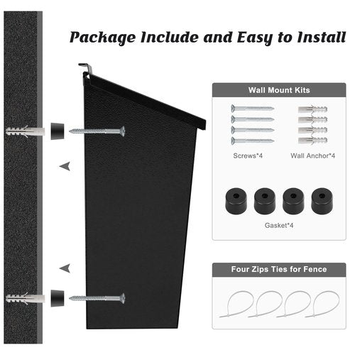 KYODOLED Wall-Mount Mailbox for House, Large Capacity Mail Box, Galvanized Steel Rust-Proof Metal Post Box, Mailboxes for Outside,15.7"x9.9"x4.9" Black