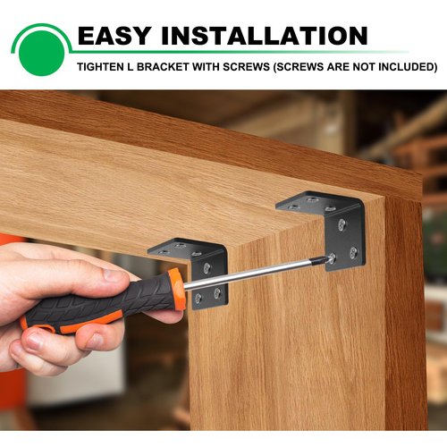 Andorm 8 Pack Heavy Duty Corner Angle Brackets for Outdoor Framing 3-1/2" x 3-1/2" 90 Degree Thickness 6.5mm(1/4"), L Bracket for Wood 4X4