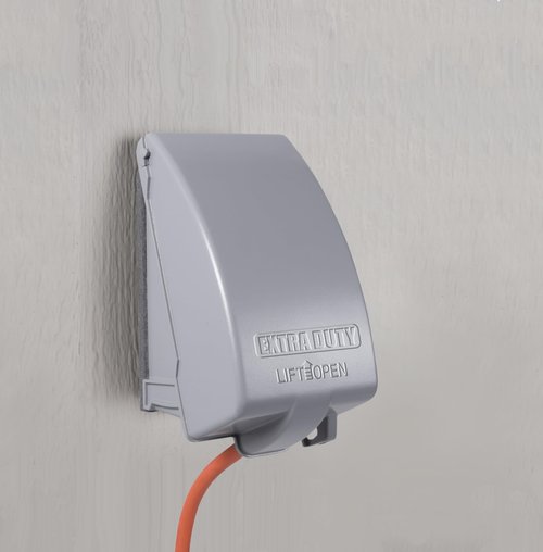 TayMac MX4280S 1-Gang Extra Duty In-Use Cover, Weatherproof Metal Low Profile 8-in-1, 3.5 in. Deep, Vertical, Gray