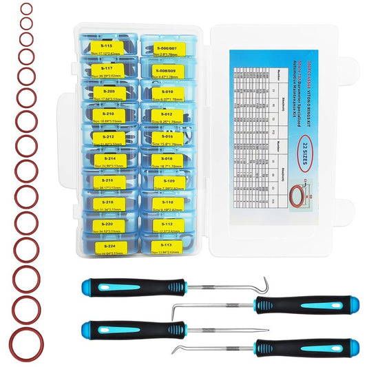 Langina 300pcs FKM Viton O-Ring Kit, 22Sizes SAE AS568 FKM O-Rings Set for Auto Fluid Systems, High Temp&Oil Resistant Viton Assortment, O Rings Repair Kit for Engine,Transmission&Brake Systems