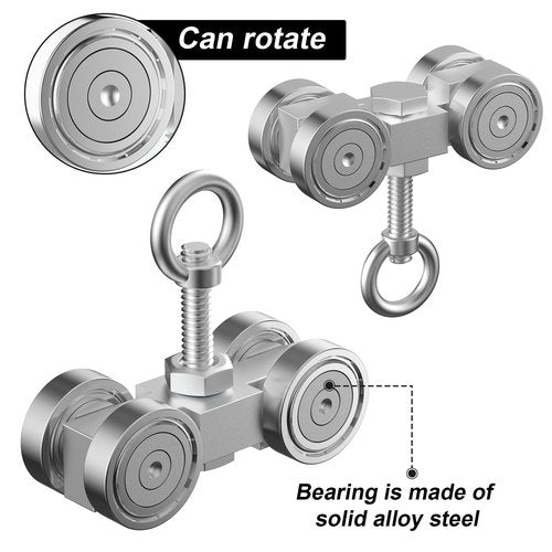 EASGIU 4 Wheel Trolley Assembly Roller Trolley - Silent M10 Bolt and Nuts - Use with 1-5/8" Wide Wide and All 1-5/8" Unistrut Strut Channel (2 Set)