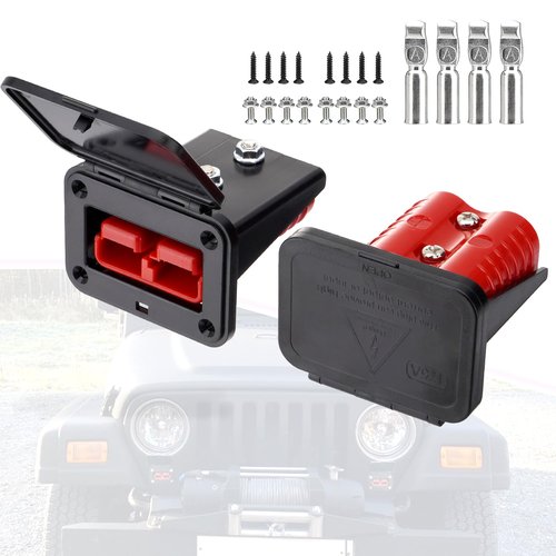 Venussar 175A Battery Quick Connect/Disconnect Electrical Connector Plug for 1/0 Gauge Cable, with Flush Mount Dust Cover, Anderson Plug for UTVs ATVs RVs Trucks Boats, Pack of 2