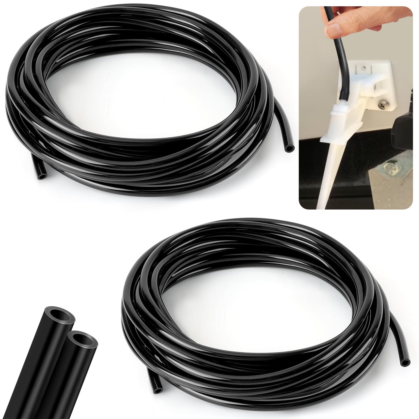 EcoBrisa Boat Speedometer Pitot Tubing Universal Marine Boat Speedometer Pick-up Pitot PVC Tubing Black Food Grade PVC Hose Tube Pipe for Pump Transfer （3.5mm ID x 6mm OD，20 Ft，2Roll）