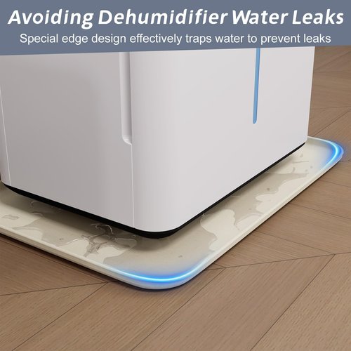Flamorrow Dehumidifier Drip Pan for Home Dehumidifiers, Hard Plastic Dehumidifier Drain Tray Prevent Leaks, Waterproof Dehumidifiers Mat for Basement Bedroom Protect floor, Beige, 15.5"x10.5"