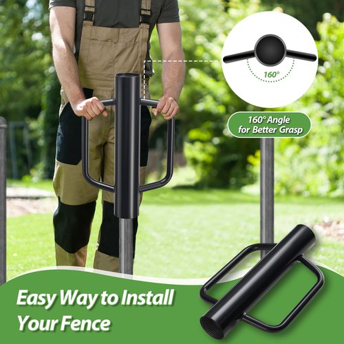 T Post Driver 12 LB, Fence Post Driver with Handles, Heavy Duty Metal Post Pounder for Wooden Posts U-Channels, 17 inch Steel Pile Driver for Farm Garden Orchard, Easy Use Fence Post Digger
