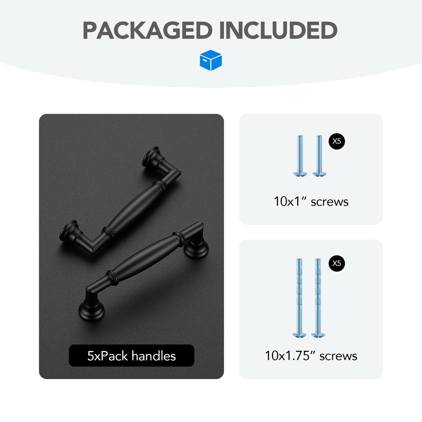 HOME EDIT 5 Pack 3-3/4 Inch Matte Black Cabinet Handles Solid Zinc Alloy Pulls for Kitchen, Dresser, Closet & Bathroom Cabinets Hardware