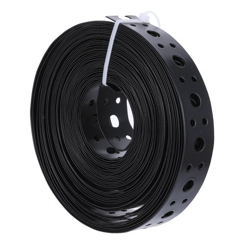 Metal Strap 1-Inch x 33FT 0.6mm Bendable Pipe Hanger Thin Metal Strapping with Holes Plumbers Strap Flexible Trimming for Pipe Supports Hanging, Black