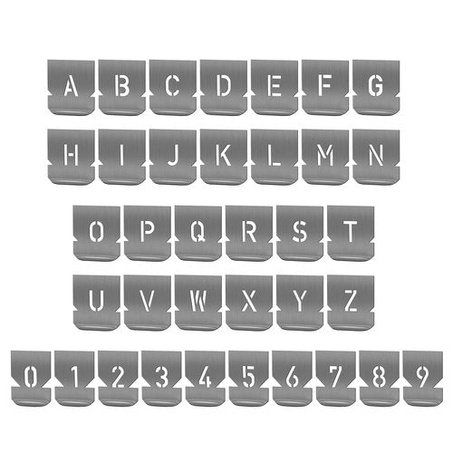 HAUTMEC 1/2"(15mm) Letter Number Stencils Set, 36 Pcs Stainless Steel Templates for Spray Painting, Reusable for Signs, Craf Metal DIY,Journaling, Narrow HT0343