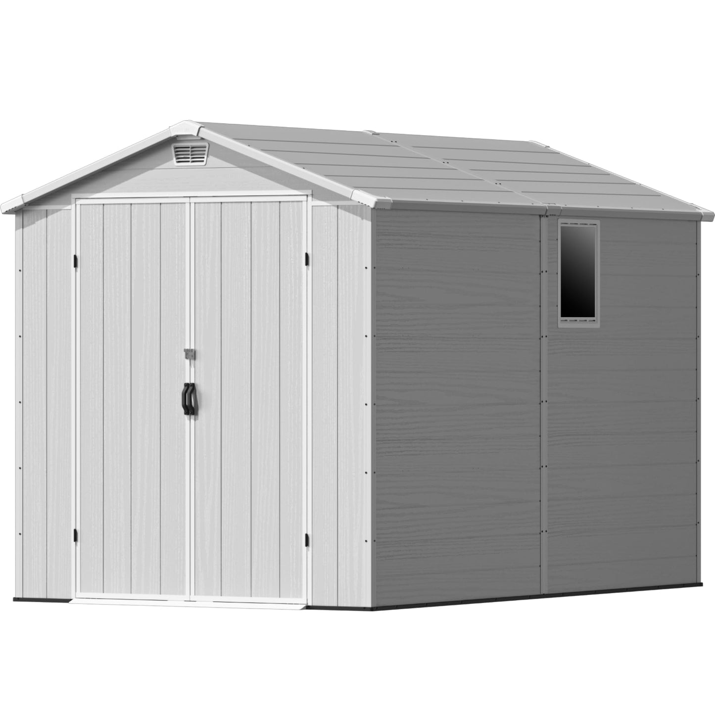 Devoko 6x10 FT Plastic Storage Shed with Floor, Large Resin Outdoor Sheds with Lockable Door and Windows, Waterproof Outside Tool Garden Shed for Patio, Lawn, Backyard, Light Gray